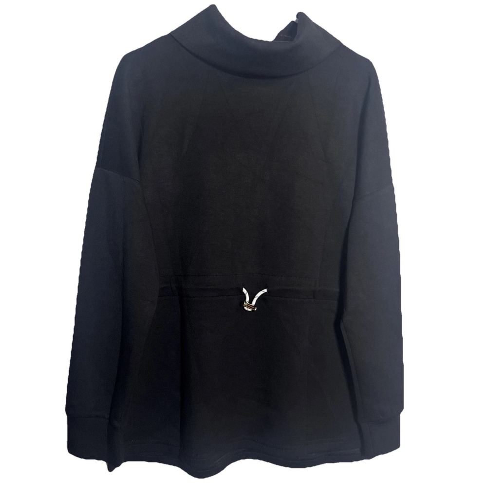 NWT ANRABESS Women's Black Funnel Neck Drawstring Sweatshirt Size M Pullover Top